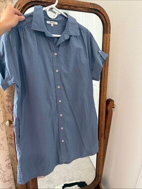 Madewell women’s Short Sleeve Button-Up dress in Slate Blue size small